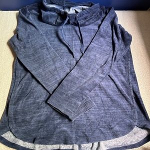 Harmony Balance Navy Terrycloth Athletic Cowl Neck Sweatshirt Top Size Medium